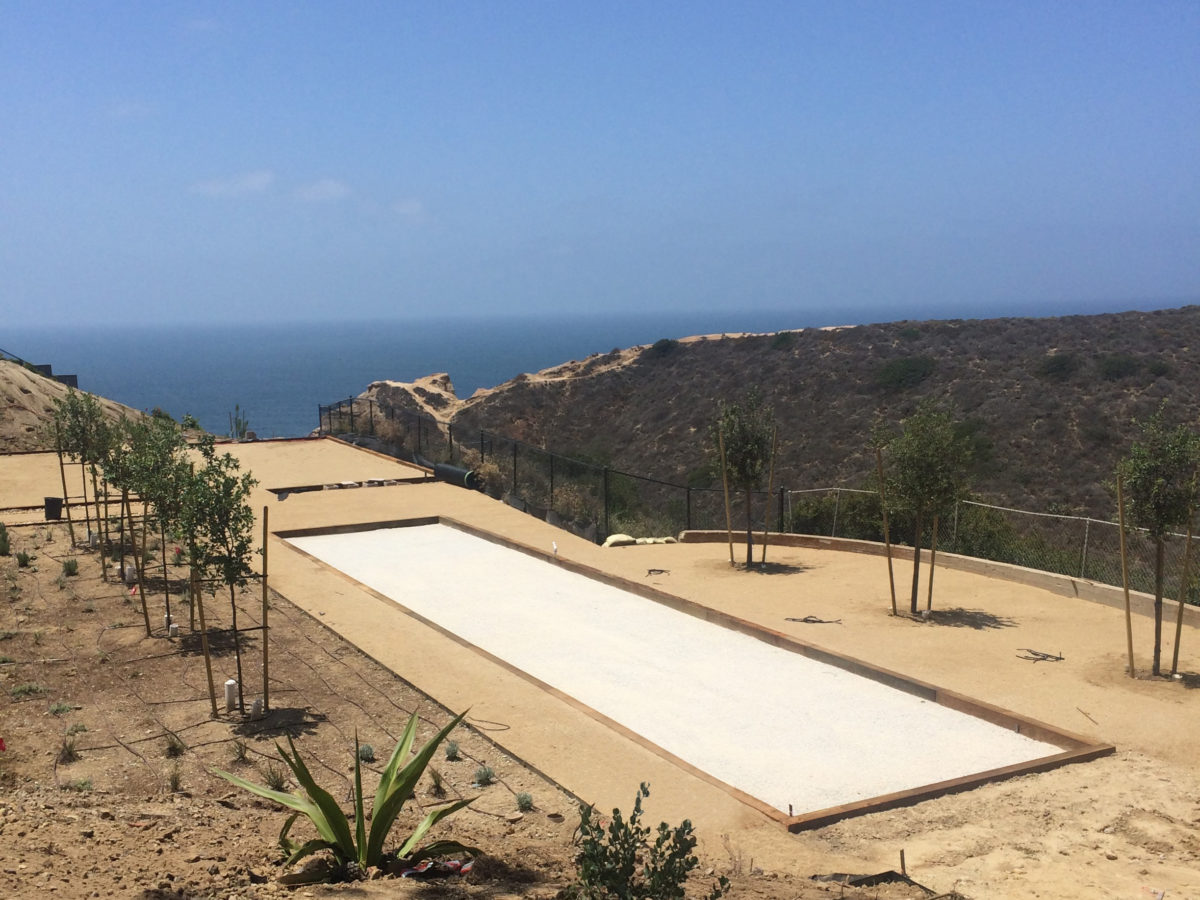 Custom bocce ball court seashell mix