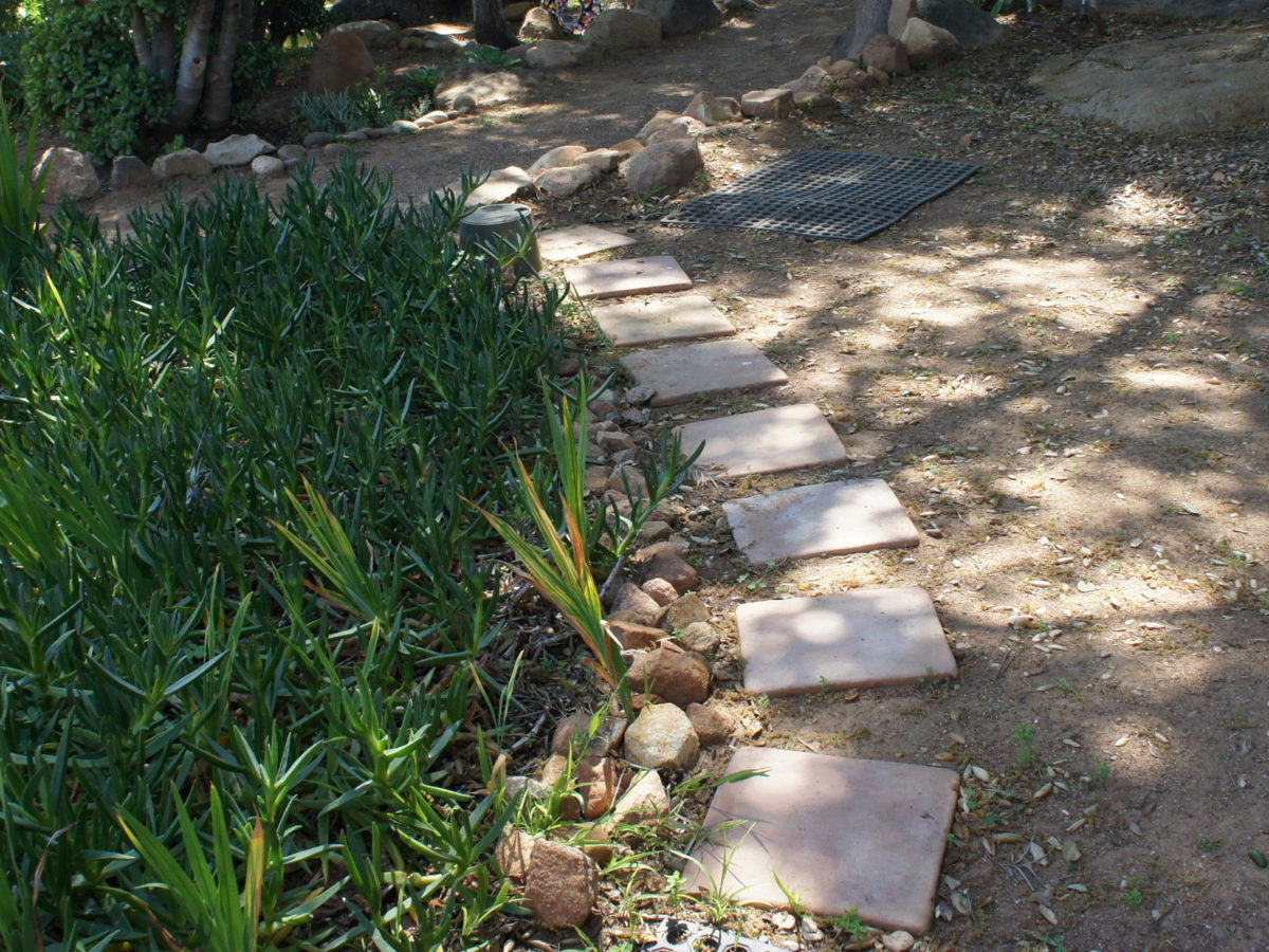 Stepping stones in mosaic rock garden