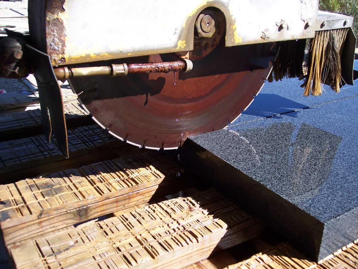 Bridge saw cutting custom stone piece