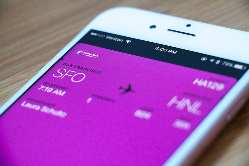Example of Hawaiian Airlines Apple Wallet Pass