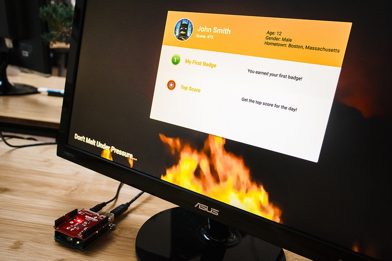 Prototype amusement park attraction UI connected to a Rapsberry Pi