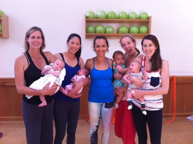 Aria with prenatal and postnatal students in Yoga with Aria classes in Venice Beach