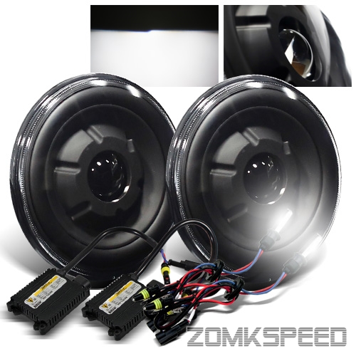 *6000K HID* H6014/6015/6024 7" Inch Round Black Glass TruProjector